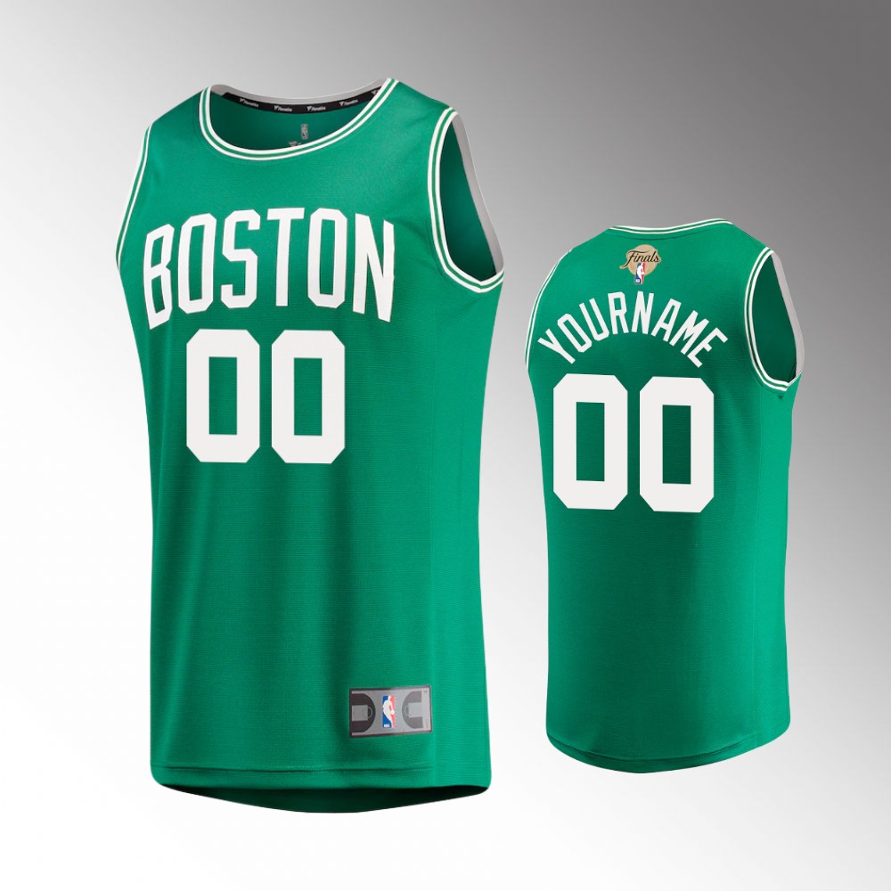 Men's Boston Celtics Custom #00 Fast Break 2022 NBA Finals Replica Kelly Green Jersey 2401FALV